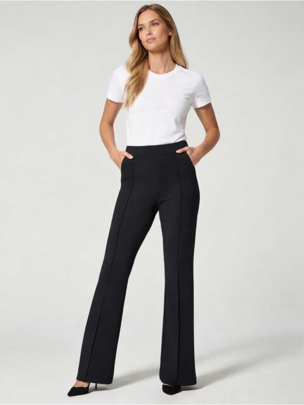 NWT 🖤 Spanx The Perfect Pant Flare | Size L Petite | Black | Style 20252